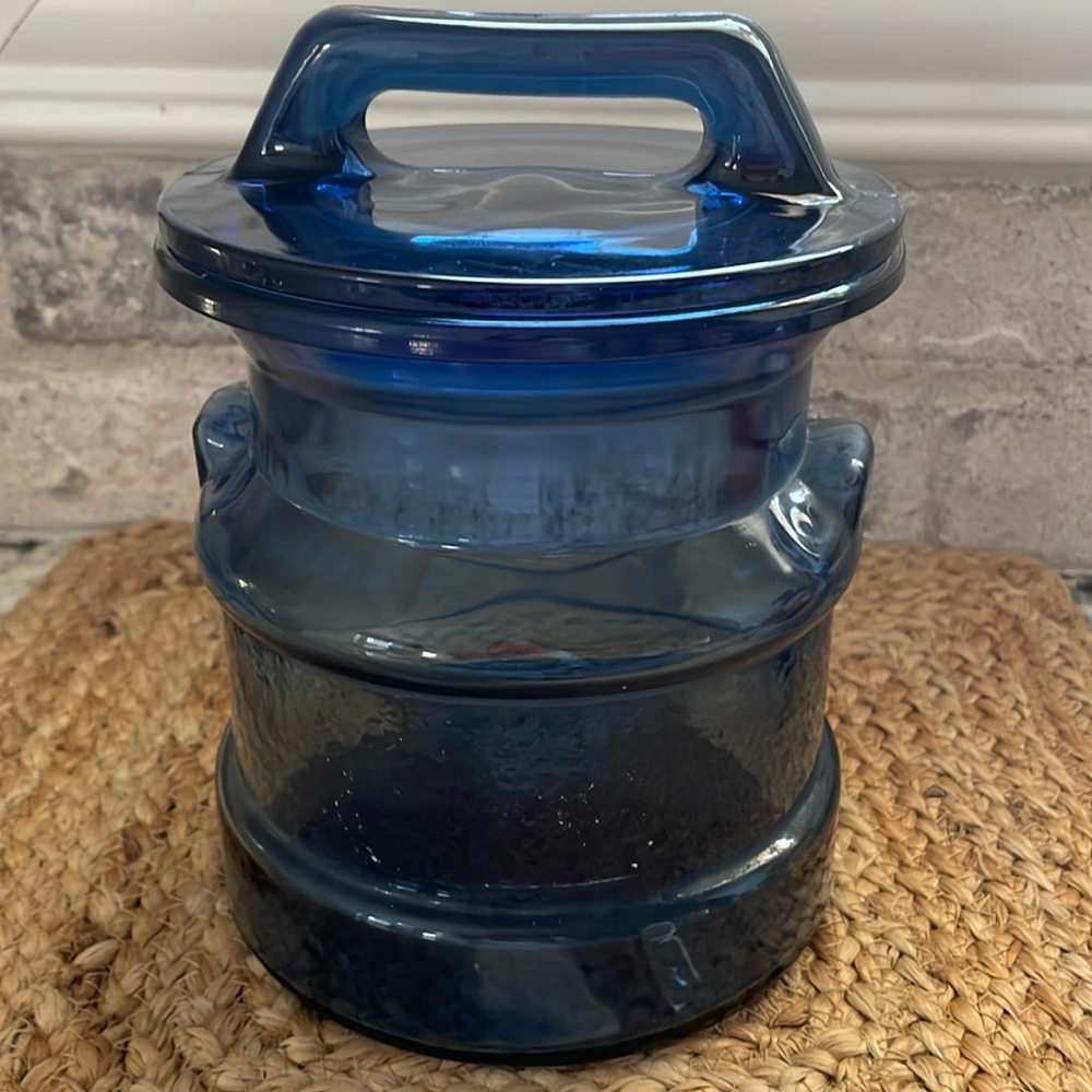 VINTAGE Blue Glass Canister
